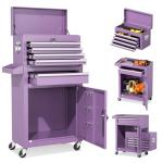 INTERGREAT Purple Tool Chest, 5-Drawer Rolling Storage Cabinet, Detachable Top Tool Box - Lockable Wheels, Garage & Workshop Barbershop Tool Cart