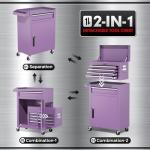 INTERGREAT Purple Tool Chest, 5-Drawer Rolling Storage Cabinet, Detachable Top Tool Box - Lockable Wheels, Garage & Workshop Barbershop Tool Cart