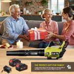 Leaf Blower Cordless with 2x4.0AH Batteries and Charger 650CFM 280MPH Electric Leaf Blower 2 Speed Mode Lightweight Battery Powered Leaf Blowers for Lawn Care Patio Garden Yard