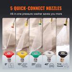 VEVOR Gas Powered Pressure Washer 3400 PSI 2.6 GPM, with Spray Gun and Extension Wand, 5 Quick Connect Nozzles, Copper Pump