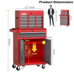 Tool Chest 7-Drawer | 40'' H Rolling Tool Chest with Wheels | Detachable Top Metal Tool Box | Garage Storage Cabinet for Repair Room,Warehouse | Rolling Tool Box with Hooks,Liners,Tray Divider | Red