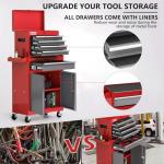 Tool Chest 7-Drawer | 40'' H Rolling Tool Chest with Wheels | Detachable Top Metal Tool Box | Garage Storage Cabinet for Repair Room,Warehouse | Rolling Tool Box with Hooks,Liners,Tray Divider | Red