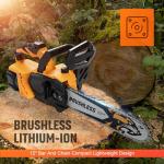 12-Inch Electric Chainsaw with 2 Battery Pack - Lightweight, High-Power 20V Cordless Chainsaw for Wood Cutting, Tree Trimming, and Yard Maintenance