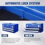 WORKPRO Tool Box with Drawers, 18 Inch with 2 Drawers and 1 Top Storage, Portable Toolbox with Metal Latch and Liner for Garage, Office and Home Storage, 100 LBS Load Capacity (Totally)