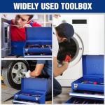 WORKPRO Tool Box with Drawers, 18 Inch with 2 Drawers and 1 Top Storage, Portable Toolbox with Metal Latch and Liner for Garage, Office and Home Storage, 100 LBS Load Capacity (Totally)