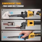 20V MAX Cordless Bandfile Sander Compatible with DeWalt 20V Battery, 6 Variable Speed, Rotate 170° Adjustable, Quick Belts Change, Power Tool Belt Sander for Woodworking, Paint, Metal Rust (Tool Only)