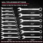 30-Piece Combination Wrench Set - Open End Wrench Set with Organizer Professional 12 Point Wrench Kit Tool for Mechanic Garages Workshops 1/4'' to 1'' & 8-22mm
