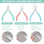 WORKPRO Jewelry Pliers Set, 3 Pack Jewelry Making Tool Kit Includes Mini Needle Nose Plier/Chain Nose Plier, Round Nose Plier and Wire Cutter for Jewelry Repair, DIY Crafts, Jewelry Making Supplies