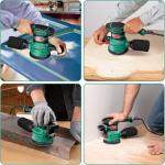 Orbital Sander 3.8Amp 450W, HYCHIKA 6 Variable Speeds Double Handle Palm Random Orbit Power Sander, 5-Inch Electric Sander with 20pcs Sandpapers, Dust Collector for Woodworking