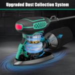 Orbital Sander 3.8Amp 450W, HYCHIKA 6 Variable Speeds Double Handle Palm Random Orbit Power Sander, 5-Inch Electric Sander with 20pcs Sandpapers, Dust Collector for Woodworking