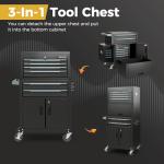 Goplus Tool Chest, 6 Drawers 3-in-1 Extra Large Tool Storage Cabinet with 4” Universal Lockable Wheels, Auto Lock, Protective Liner, Heavy Duty Rolling Tool Box for Garage, Workshop