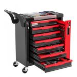 Tool Chest 7-Drawer | Rolling Tool Chest with Wheels/Side Drawer | Drawers Integrated Lockable | Tool Cart/Cabinet with Drawers for Garage Storage,Workshop | Safety Rounded Corner Anti-collision | Red