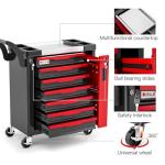 Tool Chest 7-Drawer | Rolling Tool Chest with Wheels/Side Drawer | Drawers Integrated Lockable | Tool Cart/Cabinet with Drawers for Garage Storage,Workshop | Safety Rounded Corner Anti-collision | Red