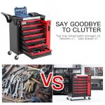 Tool Chest 7-Drawer | Rolling Tool Chest with Wheels/Side Drawer | Drawers Integrated Lockable | Tool Cart/Cabinet with Drawers for Garage Storage,Workshop | Safety Rounded Corner Anti-collision | Red