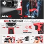 GardenJoy Cordless Power Drill Set: 12V Electric Drill with Battery and Charger, 34pcs Acessories, 3/8"Keyless Chuck, 2 Variable Speed, 24+1 Position, Compact Drill Driver Kit for Home & DIY Project