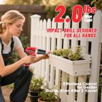 GardenJoy Cordless Power Drill Set: 12V Electric Drill with Battery and Charger, 34pcs Acessories, 3/8"Keyless Chuck, 2 Variable Speed, 24+1 Position, Compact Drill Driver Kit for Home & DIY Project