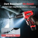 GardenJoy Cordless Power Drill Set: 12V Electric Drill with Battery and Charger, 34pcs Acessories, 3/8"Keyless Chuck, 2 Variable Speed, 24+1 Position, Compact Drill Driver Kit for Home & DIY Project