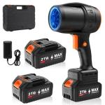 Handheld Electric Cordless Leaf Blower – 500,000RPM Mini Turbo Jet Blower with 2×4.0Ah Batteries & Charger, Lightweight for Patio, Lawn, Garage Cleaning (Black)