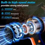 Handheld Electric Cordless Leaf Blower – 500,000RPM Mini Turbo Jet Blower with 2×4.0Ah Batteries & Charger, Lightweight for Patio, Lawn, Garage Cleaning (Black)