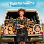 SEESII 8-Inch Cordless Mini Chainsaw, 2025 Upgraded Brushless Motor, Electric Chainsaw with 2×4000mAh Batteries, Tool-Free Chain Tension & Oiler, Handheld Saw for Fast Tree Branch Cutting（M8 Boost）