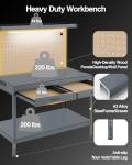 Work Bench, A3 Steel Garage Storage Workbench with Drawers Pegboard 600LBS Capacity Work Tool Bench, Workbench for Garage Workshop Basement, Work Table Light Gray