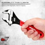 SEDY 6" Adjustable Wrench Pipe Spanner: Wide Jaw Black Oxide Wrench With Cushion Grip, Laser Marked Metric & SAE Scales, CR-V Steel, for Professionals