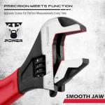 SEDY 6" Adjustable Wrench Pipe Spanner: Wide Jaw Black Oxide Wrench With Cushion Grip, Laser Marked Metric & SAE Scales, CR-V Steel, for Professionals