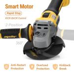 Brushless Angle Grinder Compatible with Dewalt 20V MAX Battery, 9600RPM Cordless Metal Grinder Tool, 4-1/2 Inch, w/4.0Ah Battery, Kickback Brake, 3 Vairable Speed, Slide Switch, Auxiliary Handle