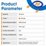 AZEN 55 Pairs Silicone Ear Plugs, Reusable Earplugs for Noise Reduction, 25dB NRR Corded Ear Plug for Sleeping Noise Cancelling, Ear Plug with String Individual Packing