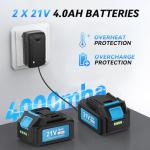 Leaf Blower Cordless,650 CFM & 160 MPH Electric Cordless Leaf Blower with 2 * 4.0Ah Batteries & Noise-Reduction Ear Muffs,3 Speed Powerful Blowing Ideal for Lawn Care, Blowing Leaves, Dust, Snow