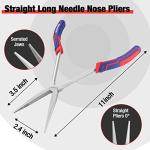WORKPRO 3PC Long Reach Pliers Set, 11 Inch Extra Long Needle Nose Plier Set Includes Straight, 90° & 45° Bent Nose Plier, Pliers Tool Set for Narrow Spaces