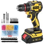 KELNOW 21V Brushless Cordless Drill Set, PowerDrill with Battery and Charger, 3/8-Inch Metal Keyless Chuck ElectricDrill, 25+1 Position, 2 Speed, 87pcs Drill kit Tool Drills for DIY Projects