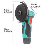 SIEARPUORL 12V Cordless Angle Grinder,19500 RPM Max Speed with 2 Batteries & Charger,4PCS Accessories Kit for Metal Wood Cutting and Grinding