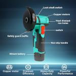 SIEARPUORL 12V Cordless Angle Grinder,19500 RPM Max Speed with 2 Batteries & Charger,4PCS Accessories Kit for Metal Wood Cutting and Grinding