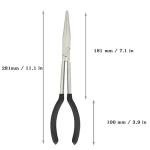 BQKKWIN 1 Piece 11 Inch Long Reach Pliers Set - Long Needle Nose Pliers Sets - Straight, Designed for Mechanics, Technicians, and Contractors| Milled-Jaws | Steel