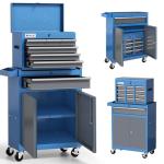 AIRAJ Tool Chest 7-Drawer | 40'' H Rolling Tool Chest with Wheels | Detachable Top Metal Tool Box | Garage Storage Cabinet for Warehouse,Repair Room | Rolling Tool Box with Wheels,Hooks,Liners | Blue