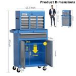 AIRAJ Tool Chest 7-Drawer | 40'' H Rolling Tool Chest with Wheels | Detachable Top Metal Tool Box | Garage Storage Cabinet for Warehouse,Repair Room | Rolling Tool Box with Wheels,Hooks,Liners | Blue