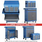 AIRAJ Tool Chest 7-Drawer | 40'' H Rolling Tool Chest with Wheels | Detachable Top Metal Tool Box | Garage Storage Cabinet for Warehouse,Repair Room | Rolling Tool Box with Wheels,Hooks,Liners | Blue