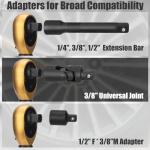 1/4 3/8 1/2-inch Drive Click Torque Wrench, 8Pcs Torque Wrench Set 10-230in.lb, 5-50ft.lb, 10-180ft.lb with Adapters, ±3% Accuracy, 72-Tooth Dual Scale Torque Wrenches for Bike, Moto, Car Repair