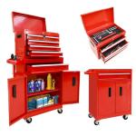 Torin 5-Drawer Rolling Tool Chest: Metal Tool Box with Wheels, Removable Top Tool Box, Liner, Adjustable Shelf and Locking Mechanism for Garage Workshop,Red