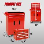 Torin 5-Drawer Rolling Tool Chest: Metal Tool Box with Wheels, Removable Top Tool Box, Liner, Adjustable Shelf and Locking Mechanism for Garage Workshop,Red