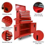 Torin 5-Drawer Rolling Tool Chest: Metal Tool Box with Wheels, Removable Top Tool Box, Liner, Adjustable Shelf and Locking Mechanism for Garage Workshop,Red