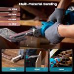 SEESII Cordless Detail File Sander: Belt Sander with Brushless Motor, 4.0 Ah Lithium-Ion Battery & Charger - 6 Speeds Max 2300FT/Min - 16 Sanding Belts(40#/60#/80#/120#) for Wood Metal Plastic