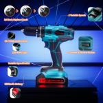 Cordless Drill with 2 Batteries and Charger, 21V Electric Drill Cordless, Portable Power drill Set, 3/8" Keyless Chuck, 2 Variable Speed, 25+ 3 Clutch, 398 In-lb Max Torque