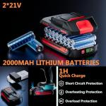 Cordless Drill with 2 Batteries and Charger, 21V Electric Drill Cordless, Portable Power drill Set, 3/8" Keyless Chuck, 2 Variable Speed, 25+ 3 Clutch, 398 In-lb Max Torque