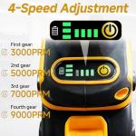 RhovixStar Brushless Angle Grinder Cordless, 3/8 Inch Battery Grinder Power Tools for Cutting, Grinding, Polishing and Rust Removal, 4 Variable Speed, Compatible with Makita 18V Battery