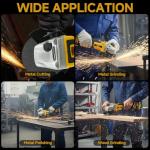 RhovixStar Brushless Angle Grinder Cordless, 3/8 Inch Battery Grinder Power Tools for Cutting, Grinding, Polishing and Rust Removal, 4 Variable Speed, Compatible with Makita 18V Battery