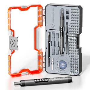 ANVANNA Mini Electric Screwdriver Set 120-IN-1: UnaMela Small Electric Screwdriver Cordless - 120 Precision Bits, LED Light, Magnetic Power Screwdriver Repair Tool Kit for PC RC Electronics