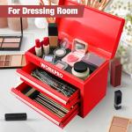 WORKPRO Mini Metal Tool Box with 2 Drawers and Top Storage, Small Tool Chest with PVC Liners and PP Feet Pads, Cold Rolled Steel Toolbox with Magnetic Tab