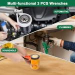 DEKELIY 3 Piece Wrench Set:16" Heavy Duty Ratcheting Chain Wrench,12" Aluminum Nylon Strap &6" Rubber Strap Wrench Plumbing,Non-Slip,Complete Spanner Tool Kit for Oil Filter& Household